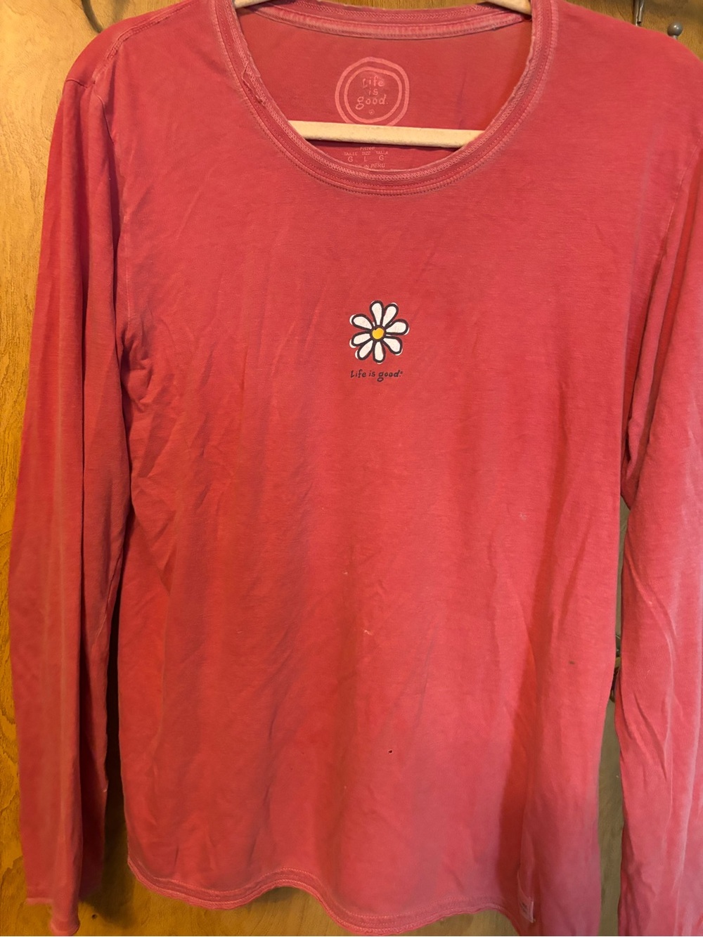 Life Is Good Pink-Red Long-Sleeve Daisy Tee
